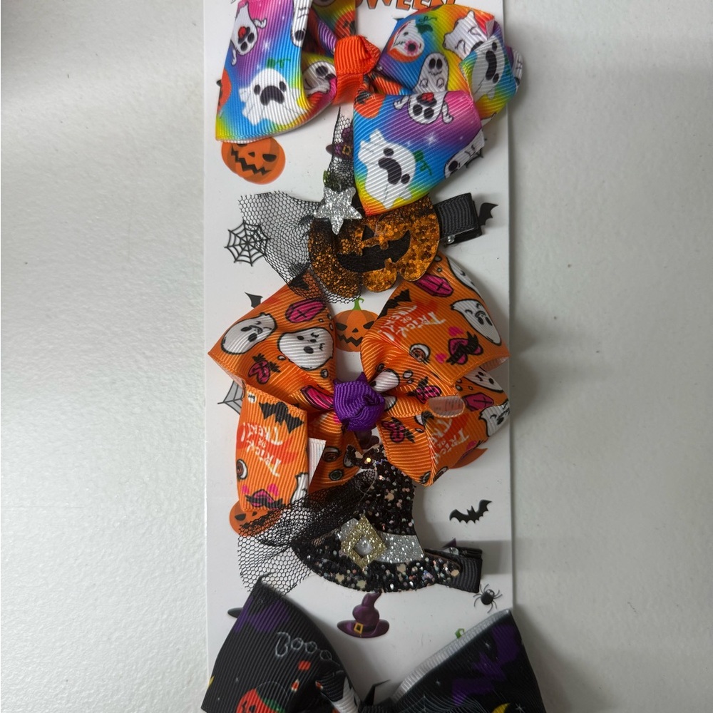 Colorful Halloween Hair Bow Clip Set for Kids